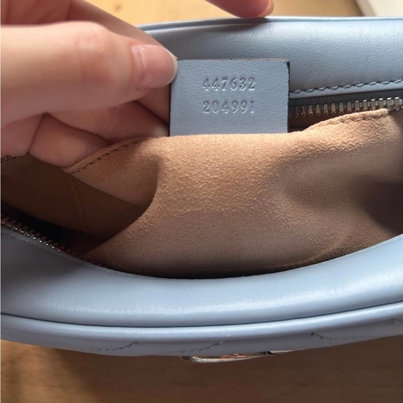 Authentic Gucci GG Marmont Calfskin Crossbody Chain Shoulder Bag Blue - Picture 11 of 14